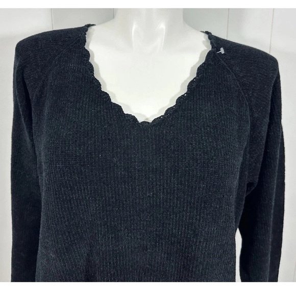 NWT Outside Additions by Stan Herman Sz 1X Black Sweater Neck/Sleeve/Hem Decor - Picture 3 of 9